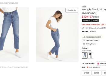 Myer: Levi’s Wedgie Straight Leg Jean in Jive Sound – 30% Off, $104.97